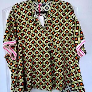 Yolly Italy retro pattern free size blouse